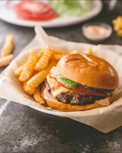 BEEF BURGER and Fries